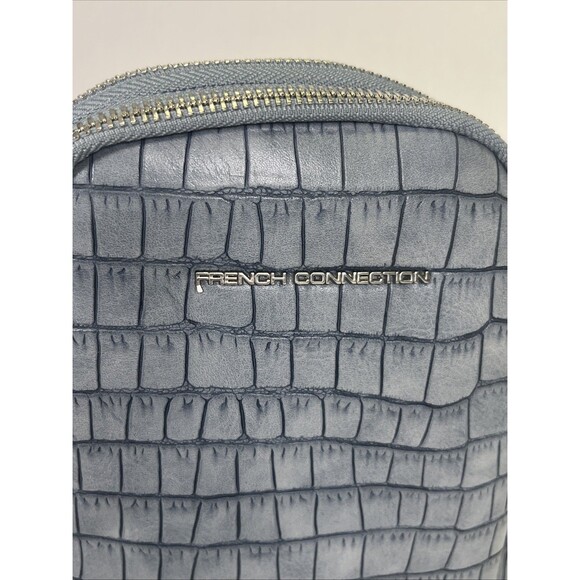 French Connection Shai Croc Sling Bag Denim Blue Faux Croc Crossbody NWT - Picture 2 of 7